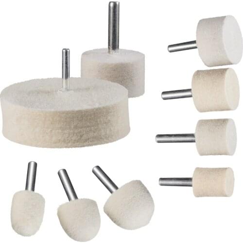 20-80mm Wool Felt Polishing Buffing Wheel Pad Grinding Head 6mm Shank Metals 50/30/25mm Rotary Tool Drill Electric Grinder