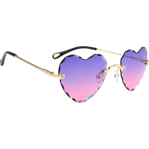 Heart Shaped Sunglasses Thin Metal Frame UV Protection Sun Glasses for Women