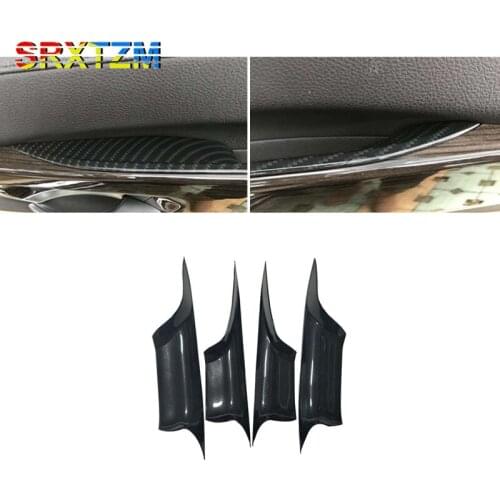 SRXTZM Car Inner Handle Interior Door Panel Pull Trim Cover For BMW f01 f02 7 Series 730 740 750 760 2009-2015 Black Carbon Look