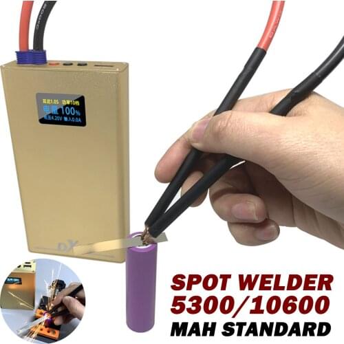 4.2-5V 2A 10600mah DX10 Handheld Spot Welder Machine 6*300A Mos 8awg Spot Pens For 18650 0.2mm Nickel Sheets type-c Charge