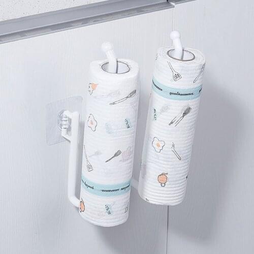 Tissue Hanger Plastic Paper Roll Holder Wall Mounted Towel Storage Rack Organizer Shelf for Kitchen Bathroom Storage Bar Cabinet