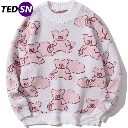 2021 Knitted Mens Winter Sweater Jumper Women Pullover Male Female Knit Top Long Sleeve Ladies POLERON Clothing Kawaii Pink Wool