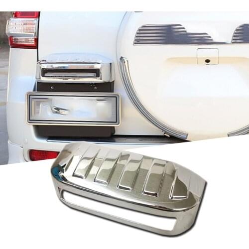 1 Pcs ABS Chrome Rear License Plate Cover Back Trunk Lid Frame Trim For Toyota Land Cruiser Prado FJ120 2010-2017