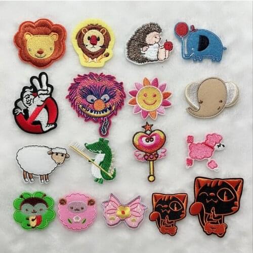 1pcs Animal Elephant Patches Iron on Clothes Fine Embroidered Patches Diy Cute Animal Accessories Lion Crocodile Stickers