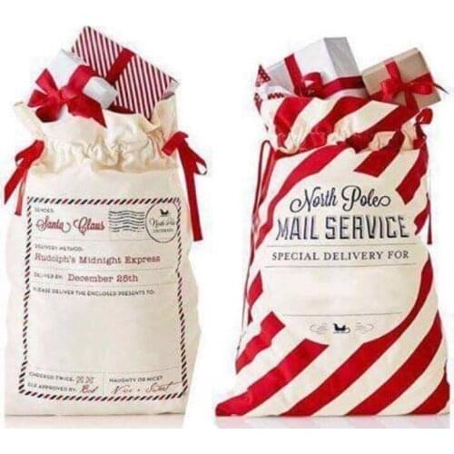 100pcs/lot free shipping best selling santa sack Good quality santa gift bags Christmas canvas santa sack kids candy bag
