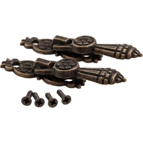 2Pcs Antique Handles Drawer Cabinet Handle and Knob for Jewelry Wooden Box Kitchen Door Pull Handle Knobs Furniture 52x10mm