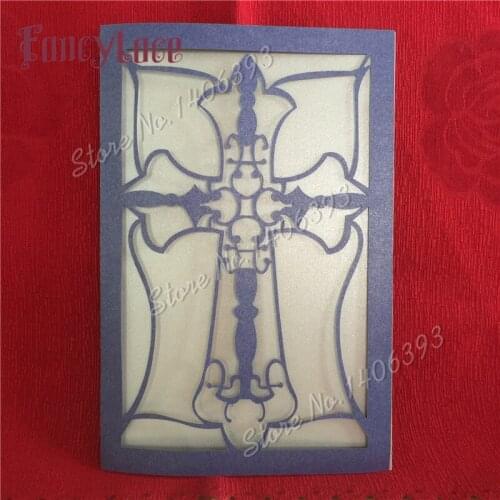 50pcs/lot hot sale Christian cross romantic Laser Cut Wedding Invitation Card with low price paper luxurious wedding invitation