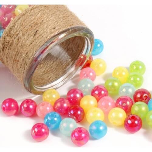 6-14mm Candy Color AB Charms Ball Shape Acrylic Beads Loose Spacer Beads for Jewelry Makeing DIY Handmade Bracelet