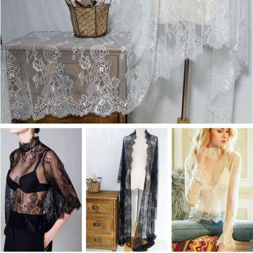 3meter long French boutique white jacquard eyelash lace fabric width 65CM