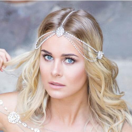 Stonefans Wedding Hair Decoration Rhinestone Hair Chain Accessories Boho Crystal Head Chain Jewelry for Bridal Hair Jewelry Gift