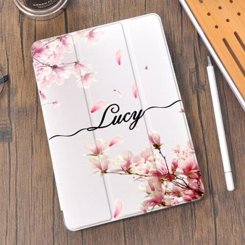 Custom Name Flowers Love Heart Case for iPad 8th Generation Luxury Air 4 10.2 7th Silicone Funda Pro 11 Case 2020 Mini 5 Air 2