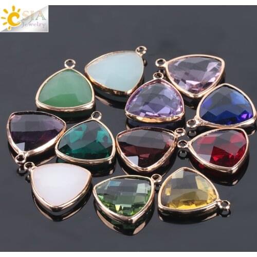 CSJA 18mm 10Pc Mixed Color Loose Glass Beads Triangle Single Hole Multi-face Cut Jewelry Making Fit DIY Bracelet Necklace E982