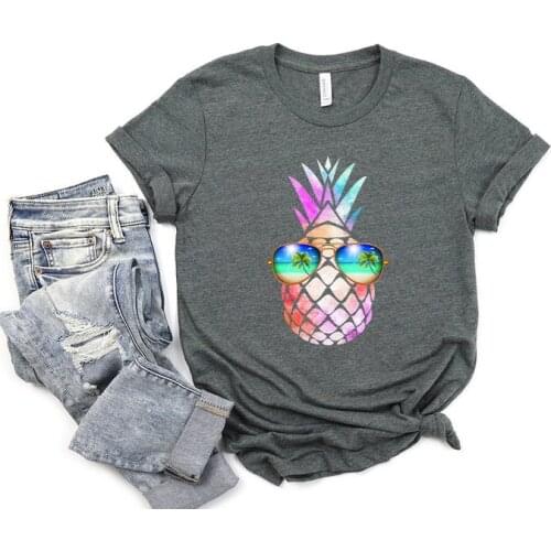 Colorful Pineapple Sunglasses T-Shirt Color Cotton fashion goth printing harajuku O Neck Short Sleeve Tees Unisex Drop shipping