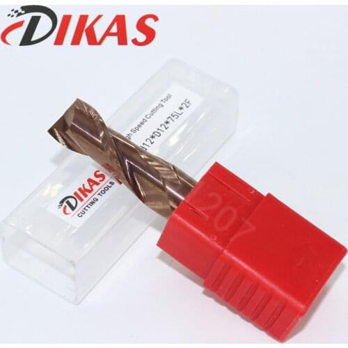 Dikas 55HRC d12*D12*75L*2F material Carbide Square Flatted End Mill 2 flute 12mm coating nano use for High-speed milling machine