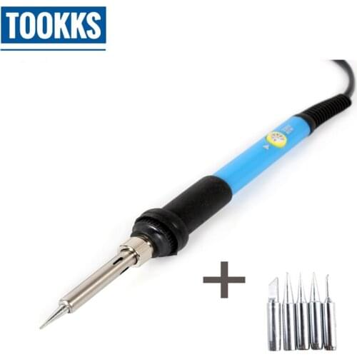 60W Electric Soldering Iron Temperature Adjustable Welding Iron With 5pcs Iron Tips
