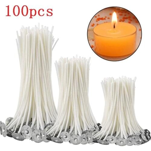 100pcs Candle Wick Cotton Cores Smokeless DIY Party Candle Making Pre-waxed Wicks Candle Making Supplies 2.5/4/5/6/7/9/15/20cm