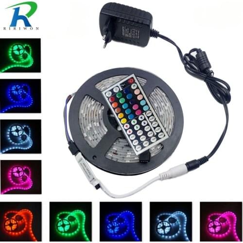 RiRi Won RGB 5050 SMD Led Strip Light Flexible fita de DC 12V 60LEDS/M 4M 9M led RGB Tape Diode feed tiras Ribbon AC Power Set