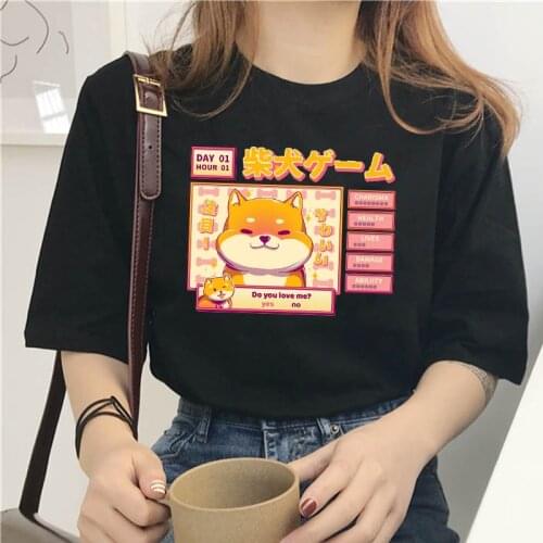 Shiba Inu Doge print Kawaii cute short-sleeved T-shirt summer women big size loose shirt ulzzang Harajuku fun Japanese T-shirt