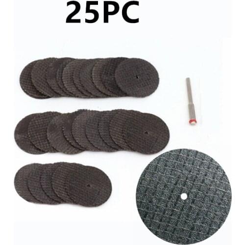 25pcs Saw Blade + 1pcs Connection Clamp Fiberglass Reinforced Cut Off Wheel Disc W/ 1 Mandrel 1/8" Fit Dremel Tool