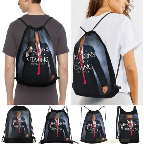 Men Outdoor Travel Drawstring Backpack Bags Donald Trump Sanctions Are Coming Women 2021 Sports Travel Bag Fitness Swimming Bag