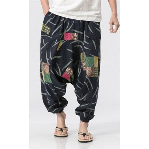 2019 Mens or Womens Cross-Pants Hippie Baggy Trousers Hip Hop Printed Long Pants Unisex Adults Loose Elastic Waist Cotton Pants