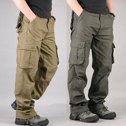 Mens Military Army Combat Trousers Sports Work Cargo Pants Multi Pockets Loose