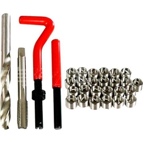 Nesest M6 Car Auto Pro Coil Drill Tool Metric Thread Repair Insert 30pcs Kit for Helicoil Car Repair Tools Coarse Crowbar