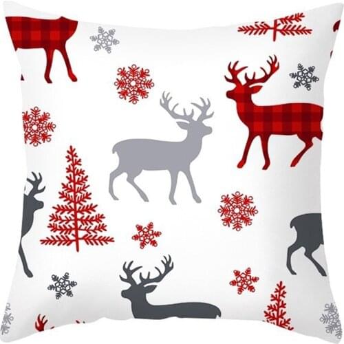 Merry Christmas Red Series Cushion Cover Throw Pillow Case Festive Elk SnowflakeNavidad Happy New Year Gifts 2021 Home Sofa