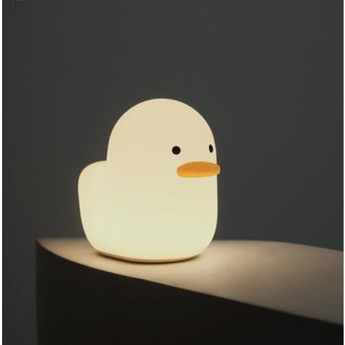 Nordic Cute Lovely Cartoon Dull Duck Led Night Light Silicone USB Charging NightLight Holiday Gifts Kids Room Bedside Bedroom