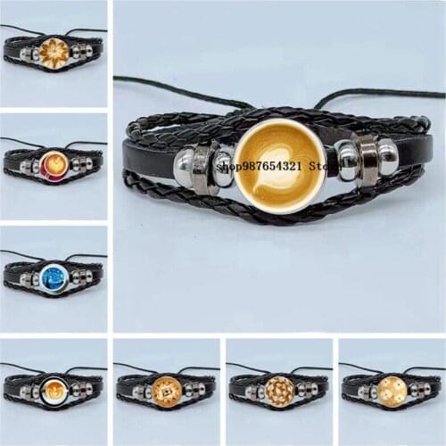 New glass coffee bracelet glass cabochon pendant keychain DIY handmade Korean fashion creative unique coffee keychain jewelry