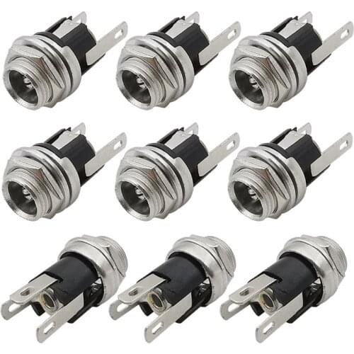 Wholesale 100Pcs DC-025M 5.5 x 2.1 mm 30V 0.5A-3A DC Power Female Plug Socket 3 Pin Threaded Motherboard Mount Connector Adapter