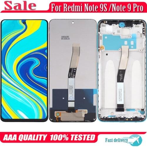 Original Display Replace 6.67" For Xiaomi Redmi Note 9S M2003J6A1G LCD With Frame Touch Digitizer Screen Assemby
