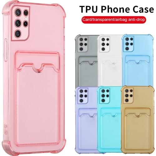 Transparent Soft Silicon Card Slot Wallet Shockproof Case For Samsung Galaxy A82 A72 A52 A42 A32 A22 A12 A02 Back Covers Coque