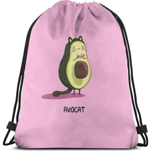 NOISYDESIGNS Women’s Drawstring Bag Fashion Green Avocado Printing Girls Woman Foldable School Girls Cloth Backpack Shoes Pack