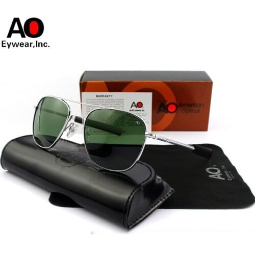 AO Pilot Sunglasses Men Vintage Retro Metal Aviation Sun Glasses UV American Optical gafas de sol hombre With Original Box Case