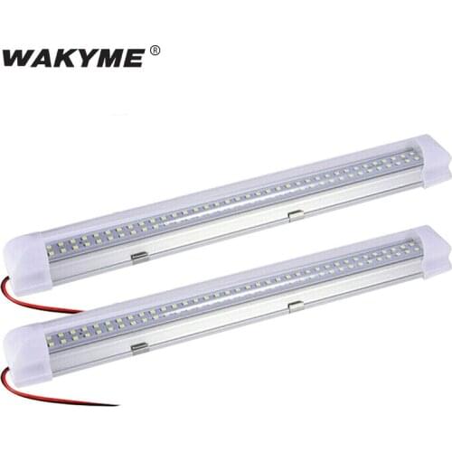 WAKYME 72 LED Light Strip Super Bright Car Interior Strip Light LED Bar Lamp 4.5W 12V Tube Cabinet Light for Caravan Van Bus