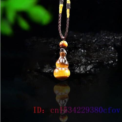 Tiger Eye Gourd Pendant Necklace Charm Fashion Amulet Gifts Chinese Jewelry Jadeite Carved Jade Gemstone Natural