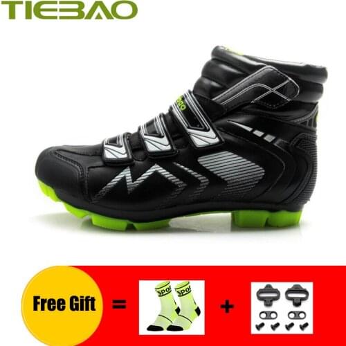 TIEBAO winter cycling shoes men sapatilha ciclismo mtb cleats warm bicycle riding superstar self-locking mtb cycling sneakers
