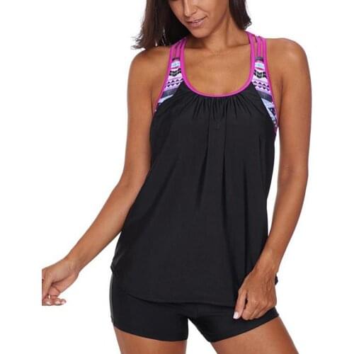 Women Bikinis Set Summer Swimwear Top U-neck Padded Beachwear Mid Waist Sleeveless Swimsuit Vest for Swimming Pool