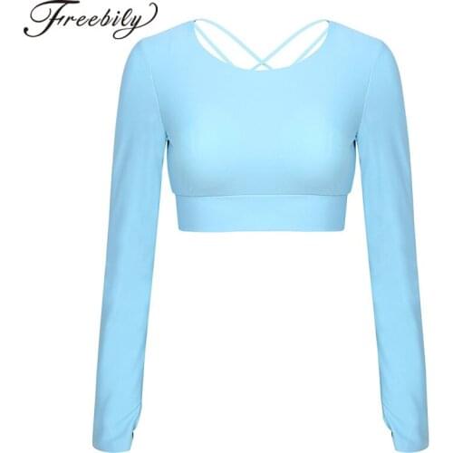 Womens Long Sleeve Gym Yoga Shirts Sports Crop Top With Chest Pad T-shirt Fitness Woman Sport Workout Tops Sportswear Clothes