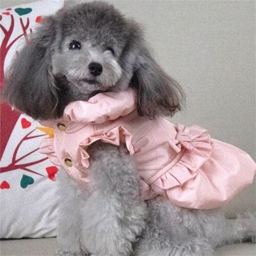 Winter Dog Dress Cute Bowknot Candy Color Pet Dog Clothes Warm Puppy Coat Outfit Corgi Yorkshire Pomeranian Small Dogs Clothing