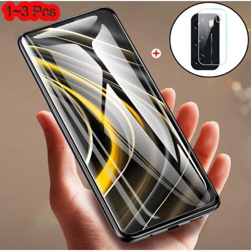 1~3 pcs, glass + camera film for poco m3 xiaomi poco x3 nfc screen protector pocophone m 3 tempered glass xiami poco m3 glass