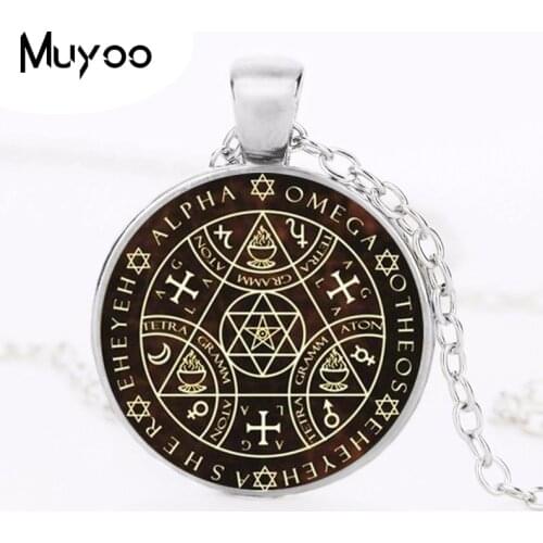1 units / lot Key of Solomon Sigil Logo Round Pendant Necklace Vintage Round Choker Necklace Jewelry Gift Gaudy Adventurer HZ1