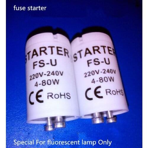 10pcs factory direct sale high-quality for fluorescent tube fuse starter AC220V-240V 4-80W CE Rohs fluorescent lamp fuse starter