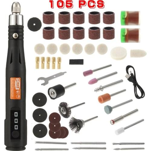 105PCS Rotary Electric Mini Drill Adjustable Speed Grinder Grinding Pen Set 5V/2A 30W For DIY Engraving Polishing Carving