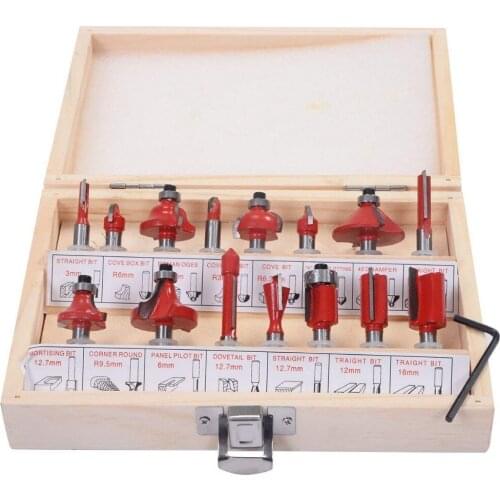 15PCS 1/4" Professional Shank Carbide Router Bit Set Milling Cutter Wood Case Tool Wood Milling Saw Cutter All Purpose 6.35mm