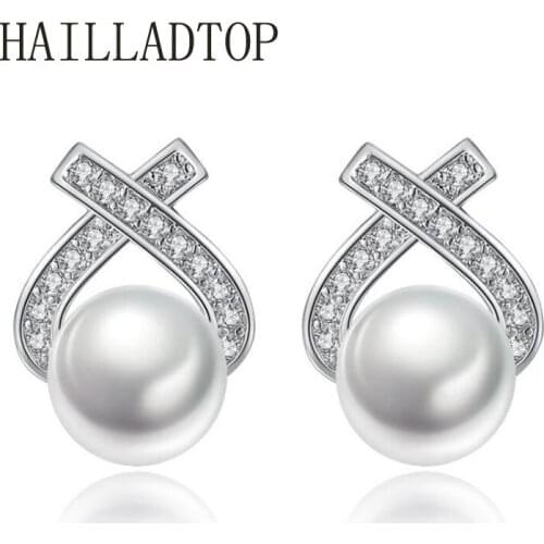 2021 Womens Jewelry Fashion Elegant Stud Earrings Silver Plated Wedding Engagement Party Jewelry Imitation Pearl Earrings
