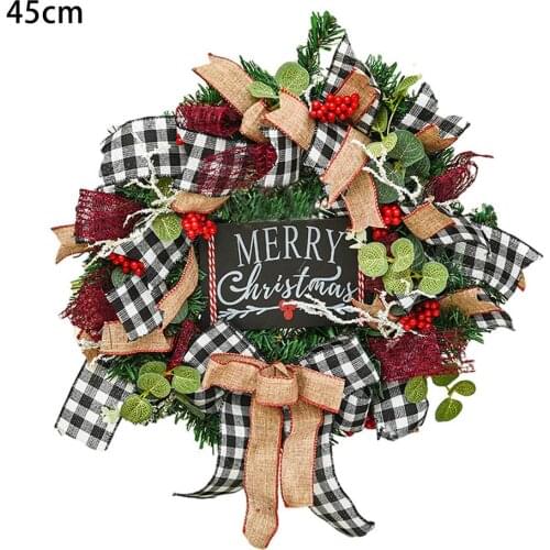 25/38/45CM Christmas Wreath DIY Artificial Merry Christma Letter Door Hanging Garland 2021 New Year Christmas Ornaments