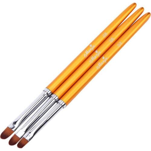 3pcs Nail Art Metal Handle Acrylic UV Gel Extension Builder Petal Flower Painting Drawing Brush Manicure Tools