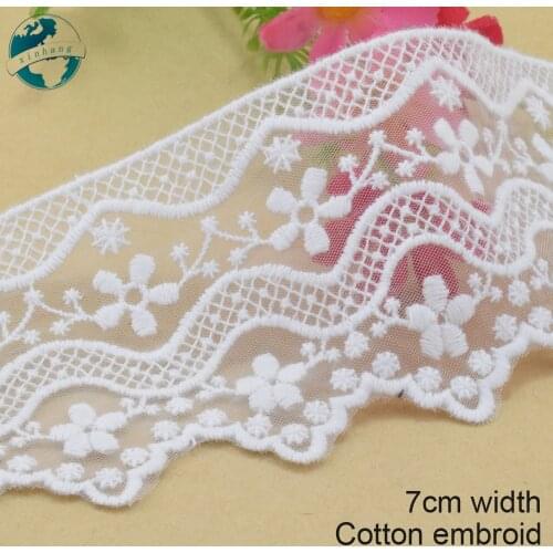 3yard 7cm wide Cotton embroid lace sewing ribbon guipure lace african lace fabric trim warp knitting DIY Garment Accessories3085
